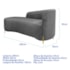 Divã Recamier Orgânico França 200cm Lado Esq Pés metal Dourado Bouclé Cinza