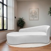 Divã Recamier Orgânico França 200cm Lado Esquerdo Bouclé Branco - Amarena Moveis