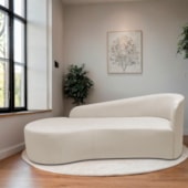 Divã Recamier Orgânico França 200cm Lado Esquerdo Linho Bege - Amarena Moveis