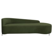 Divã Recamier Orgânico França 220cm Lado Dir Pés Metal Preto Linho Verde