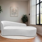 Divã Recamier Orgânico França 220cm Lado Direito Bouclé Branco