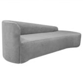 Divã Recamier Orgânico França 220cm Lado Direito Linho Cinza Claro