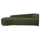 Divã Recamier Orgânico França 220cm Lado Esq Pés Metal Preto Linho Verde
