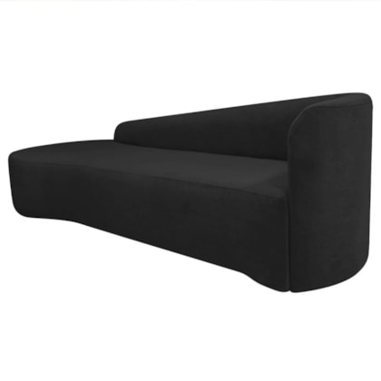 Divã Recamier Orgânico França 220cm Lado Esquerdo Bouclé Preto