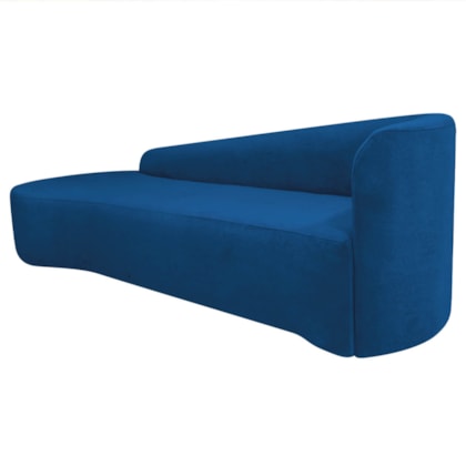 Divã Recamier Orgânico França 220cm Lado Esquerdo Linho Azul Royal