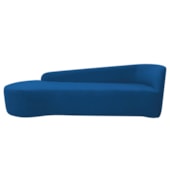 Divã Recamier Orgânico França 220cm Lado Esquerdo Linho Azul Royal