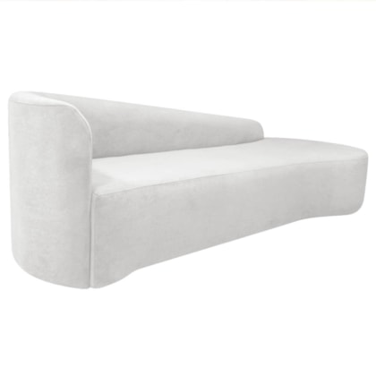 Divã Recamier Orgânico França 250cm Lado Direito Bouclé Branco