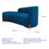 Divã Recamier Orgânico França 250cm Lado Esq Pés madeira Linho Azul Royal
