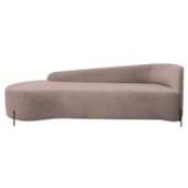 Divã Recamier Orgânico França 250cm Lado Esq Pés Metal Preto Linho Rose