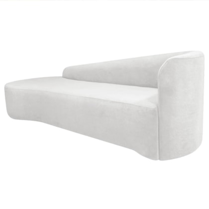 Divã Recamier Orgânico França 250cm Lado Esquerdo Bouclé Branco
