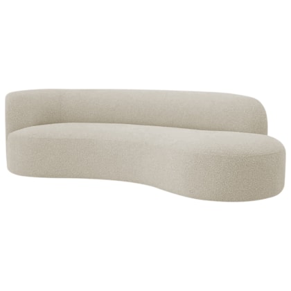Divã Recamier Orgânico Tokyo 160cm Lado Direito Bouclé Bege - Amarena Móveis