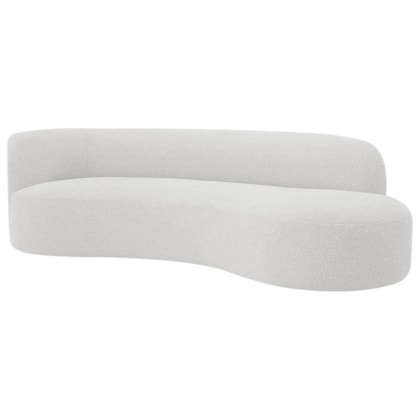 Divã Recamier Orgânico Tokyo 160cm Lado Direito Bouclé Branco - Amarena Móveis