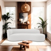Divã Recamier Orgânico Tokyo 160cm Lado Direito Bouclé Branco - Amarena Móveis