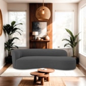 Divã Recamier Orgânico Tokyo 160cm Lado Direito Linho Cinza Escuro - Amarena Móveis