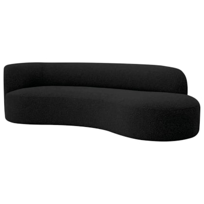 Divã Recamier Orgânico Tokyo 160cm Lado Direito Linho Preto - Amarena Móveis