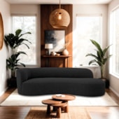 Divã Recamier Orgânico Tokyo 160cm Lado Direito Linho Preto - Amarena Móveis