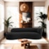 Divã Recamier Orgânico Tokyo 160cm Lado Esquerdo Linho Preto - Amarena Móveis
