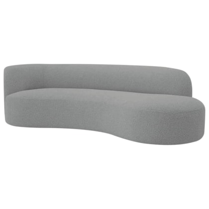 Divã Recamier Orgânico Tokyo 180cm Lado Direito Bouclé Cinza - Amarena Móveis