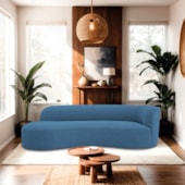 Divã Recamier Orgânico Tokyo 180cm Lado Esquerdo Linho Azul Royal - Amarena Móveis