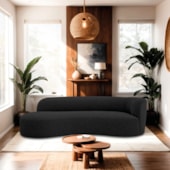 Divã Recamier Orgânico Tokyo 180cm Lado Esquerdo Linho Preto - Amarena Móveis