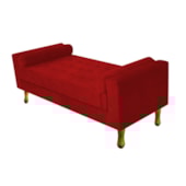Divã Recamier Sofá Baú Félix 120 cm Suede Vermelho - AM Decor