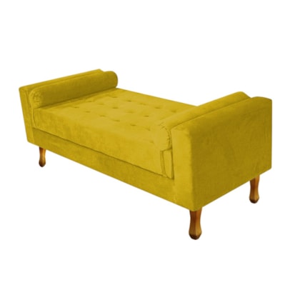 Divã Recamier Sofá Baú Félix 140 cm Suede Amarelo - AM Decor