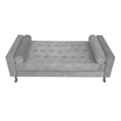 Divã Recamier Sofá Baú Félix 140 cm Suede Cinza - AM Decor