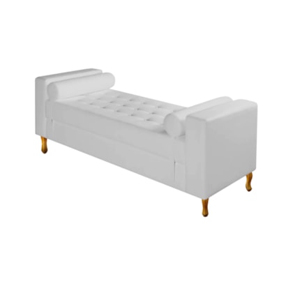 Divã Recamier Sofá Baú Félix 160 cm Corano Branco - AM Decor