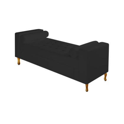 Divã Recamier Sofá Baú Félix 160 cm Corano Preto - AM Decor