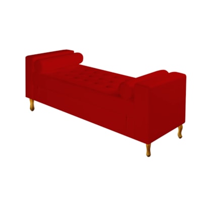 Divã Recamier Sofá Baú Félix 160 cm Corano Vermelho - AM Decor