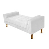 Divã Recamier Sofá Baú Félix 160 cm Suede Branco - AM Decor