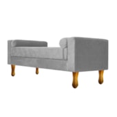 Divã Recamier Sofá Baú Félix 160 cm Suede Cinza - AM Decor