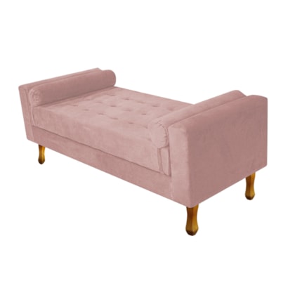 Divã Recamier Sofá Baú Félix 160 cm Suede  Rosê - AM Decor