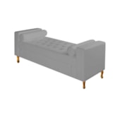 Divã Recamier Sofá Baú Félix 195 cm Corano Cinza - AM Decor