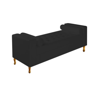 Divã Recamier Sofá Baú Félix 195 cm Corano Preto - AM Decor