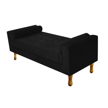 Divã Recamier Sofá Baú Félix 195 cm Suede Preto - AM Decor