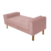 Divã Recamier Sofá Baú Félix 195 cm Suede Rosê - AM Decor