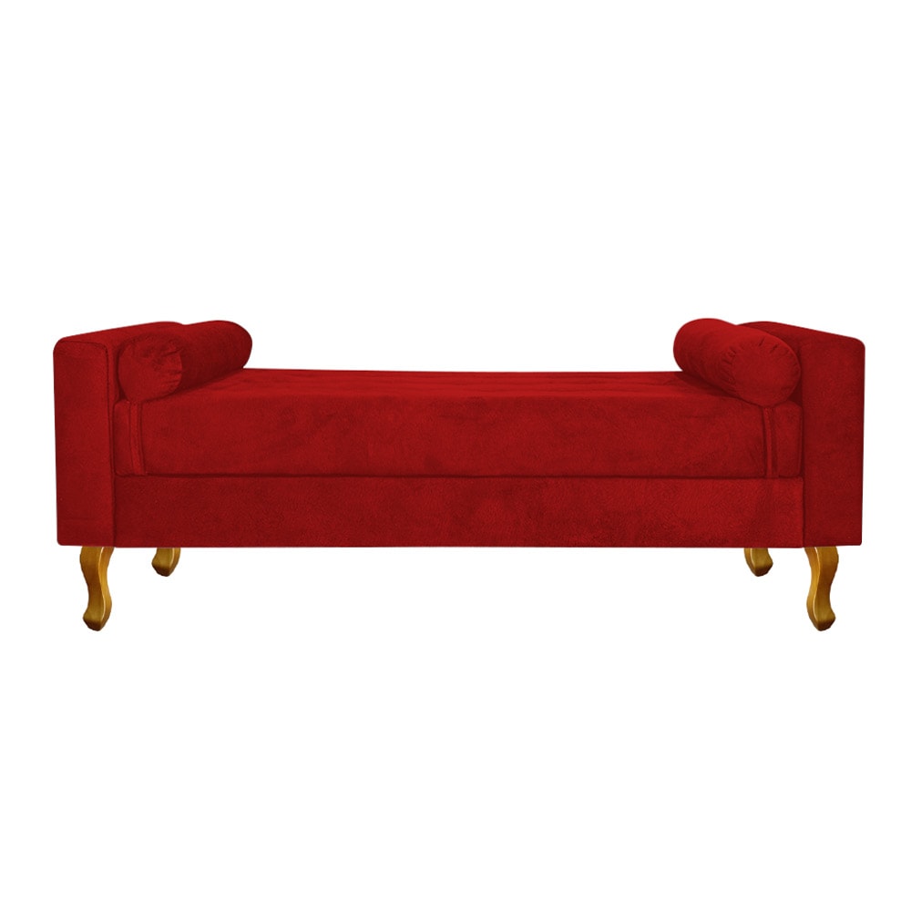 Divã Recamier Sofá Baú Félix 195 cm Suede Vermelho AM Decor Amarena