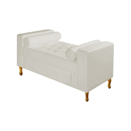 Divã Recamier Sofá Baú Félix 90 cm Corano Bege - AM Decor