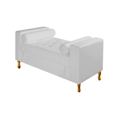 Divã Recamier Sofá Baú Félix 90 cm Corano Branco - AM Decor