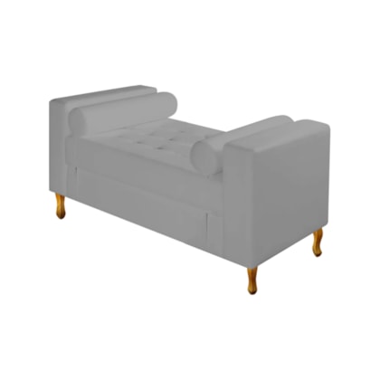 Divã Recamier Sofá Baú Félix 90 cm Corano Cinza - AM Decor