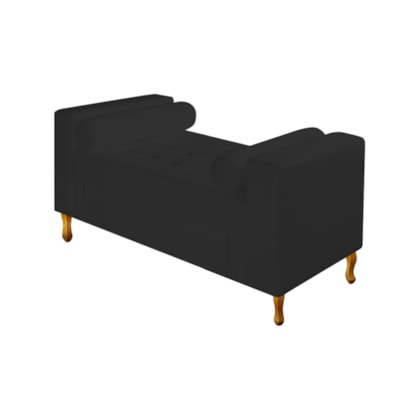 Divã Recamier Sofá Baú Félix 90 cm Corano Preto - AM Decor