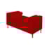 Divã Recamier Sofá Baú Félix 90 cm Corano Vermelho - AM Decor
