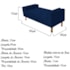 Divã Recamier Sofá Baú Félix 90 cm Suede Azul Marinho - AM Decoror