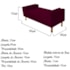 Divã Recamier Sofá Baú Félix 90 cm Suede Bordô - AM Decor