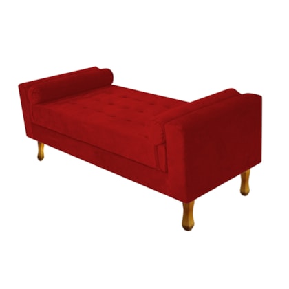 Divã Recamier Sofá Baú Félix 90 cm Suede Vermelho - AM Decor