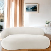 Divã Recamier Sofá Curvo Canadá Lado Direito 150cm Luxo Sala Recepção Bouclé Branco - Amarena Móveis