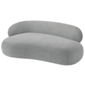 Divã Recamier Sofá Curvo Canadá Lado Direito 150cm Luxo Sala Recepção Bouclé Cinza - Amarena Móveis