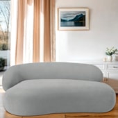 Divã Recamier Sofá Curvo Canadá Lado Direito 150cm Luxo Sala Recepção Bouclé Cinza - Amarena Móveis