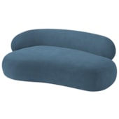 Divã Recamier Sofá Curvo Canadá Lado Direito 150cm Luxo Sala Recepção Linho Azul Royal - Amarena Móveis